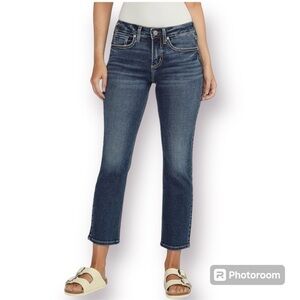 Silver Jeans “Tuesday Capri” – Distressed Blue Denim, Size 27